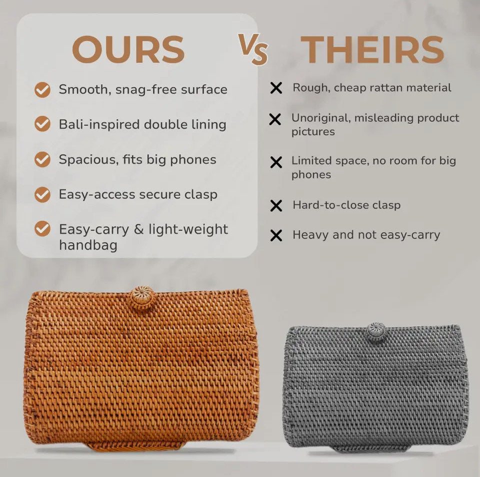 Bali Envelope Rattan Clutch